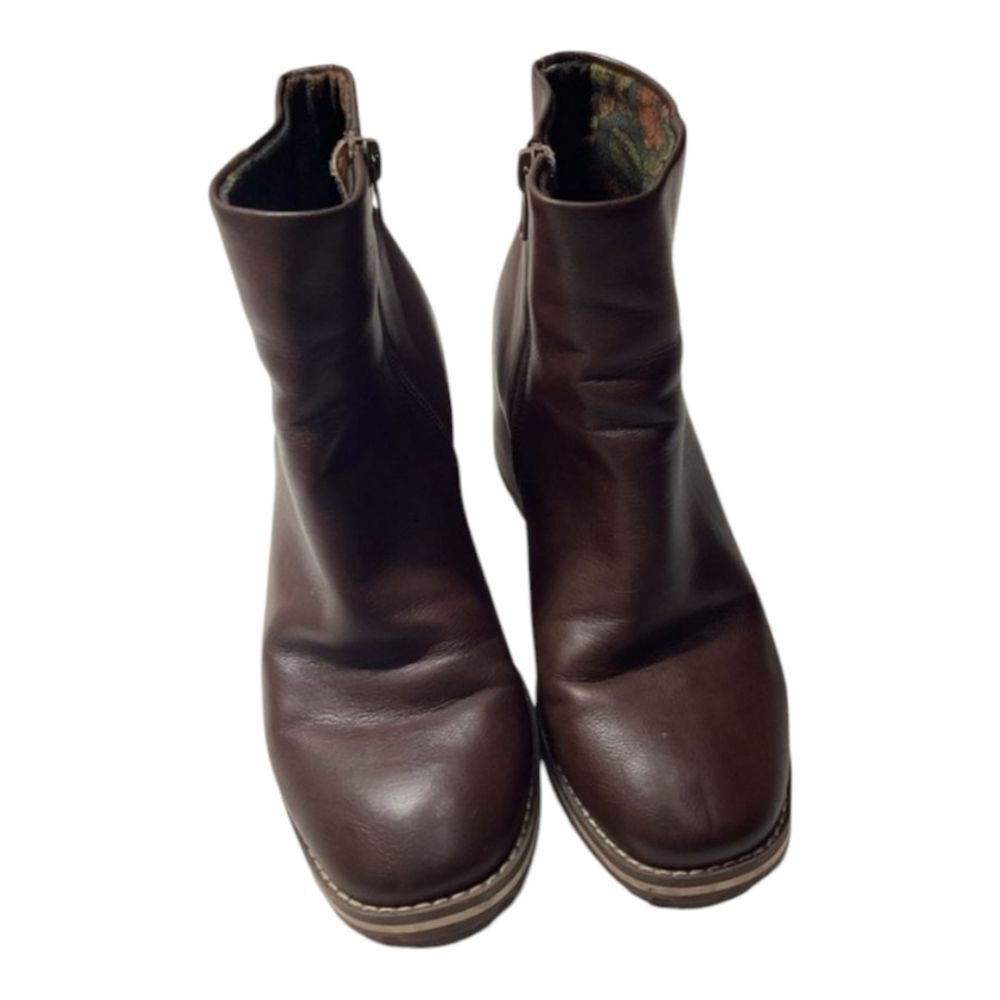Kork-Ease Destiny Brown‎ Faux Leather Block Heel Ankle Booties Size 7